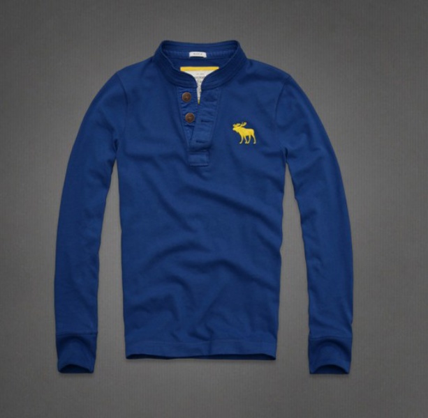 Abercrombie Fitch Hombres Ponte de pie de cuello Largo Remera AF6223